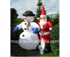 Customized Inflatable Snowman with Santa Claus Ornament (MIC-495)