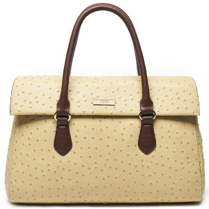 Fashion Eropean Camel Ostrich Embossed Leather Handbags