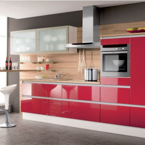 Foshan Factory Red High Glossy UV Kitchen Cabinet