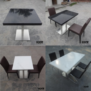 High Glossy 2 Person Food Court Solid Surface Dining Table
