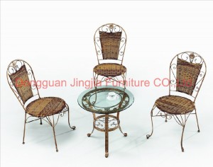 Iron Frame Cane Outdoor Garden Dining Bistro Restaurant Furniture (JJ-S468&516)