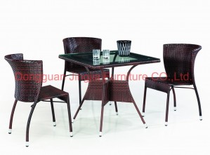 Iron Frame Rattan Outdoor Garden Dining Set (JJ-S477&573)