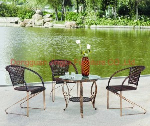 Iron Metal Bistro Rattan Outdoor Garden Dining Patio Furniture (JJ-S309&576)