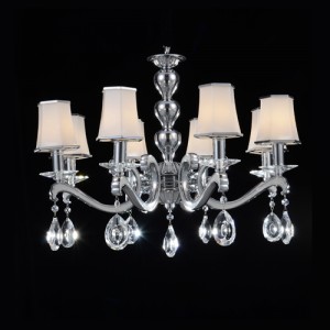 Modern Die-Casting Aluminium Crystal Chanelier Lamp with Glass Shades