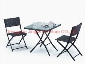 Outdoor Iron Wicker Restaurant Leisure Coffee Bistro Table Set (JJ-S494)