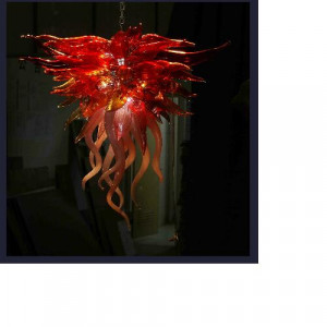 Red Mouth Blown Hollow Glass Chandelier for Club Decoration (YK-D121)
