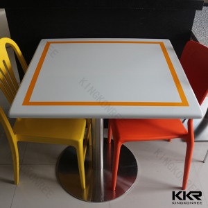 Square White Acrylic Solid Surface Restaurant Dining Tables
