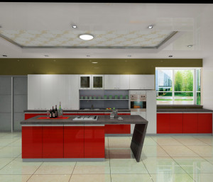 Zhihua Brand High Gloss UV MDF Kitchen Cabinet (LCK2005)