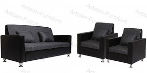 1 Three-Seater Sofa/2 Single-Seater Sofas/Black Office Sofa Set (JP-sf-203)