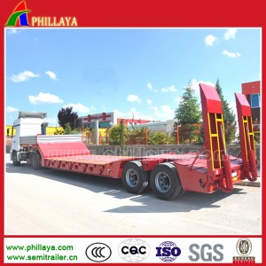 2 Axles 20ft Container Transport Goose Neck Low Bed Semi Trailer Lowboy Semi Trailer