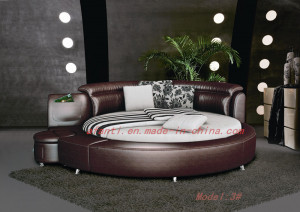 2015 Modern New Design Luxury Leather Round Bed (3#)
