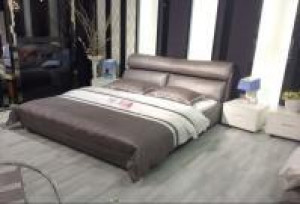 2015 Newest Square Double Bed Leather Bedroom Furniture (L880)