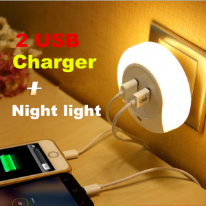 2015 Professional Patented Creative Electro-Optical Control Sensor Lights Dual USB Charger Nightlight