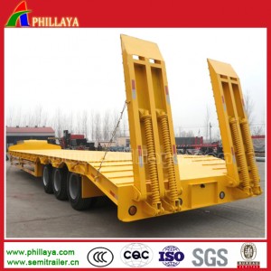 3 Axles 80 Tons Cargo Truck Low Bed Semi Trailer