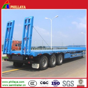 3axles Low Flatbed Lowboy Tractor Semi Trailer (PLYSLW01)