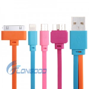 4 in 1 (Colorful Micro 5 Pin USB 2.0 / 3.0 + 30 Pin Charge Cable + Lightning 8 Pin Sync Cable) , Suitable for iPhone 5 & 5c & 5s, iPhone 4 & 4s, iPad Air / iPad