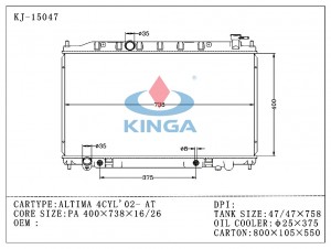 Auto Radiator for Altima 4CYL'02-AT (KJ-15047)