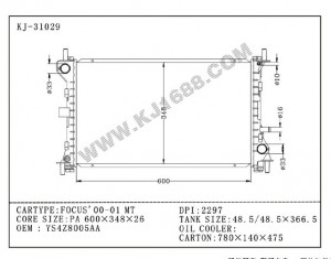 Auto Radiator for Focus`00-01 Mt (KJ-31029)