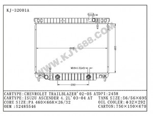 Auto Radiator for Gmc Chevrolet Trailblazer'02-05 at (KJ-32001A)