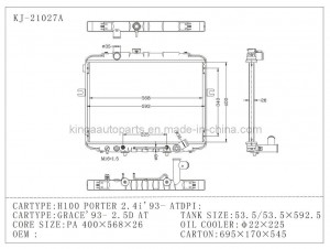 Auto Radiator for H100 Porter 2.4I 93 Grace 93-2.5D at