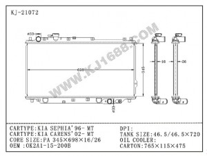 Auto Radiator for KIA Sephia'96/Carens'02 Mt