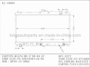 Auto Radiator for Mazda Miata/Mx-5' 99-04 at (KJ-16083)