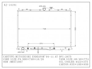 Auto Radiator for Mitsubishi Endeavor' 04-11 at