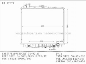 Auto Radiator for Passport 94-97 with Aluminium Core