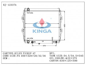 Best Quality Aluminum Auto Radiator for Toyota Hilux Pickup at