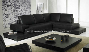 Black Home Furniture Leather Corner Sofa with Table (S053)