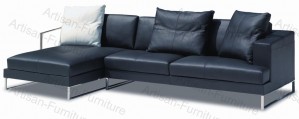 Black Leather Living Room Sectional Sofas (JP-sf-253)