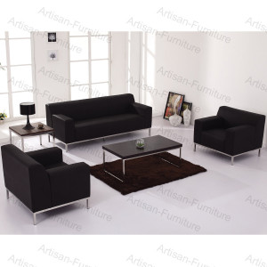 Black Leather Sofa with Steel Leg/Modern Furniture Living Room (JP-sf-220)