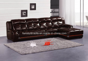 Chinese Furniture Cheap Brown Leather Corner Sofa (B48)