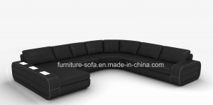 Club Modern Furniture Black Import Top Leather Sofa (SF204)