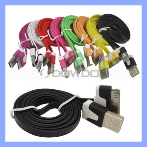 Colorful Flat Noodle USB Cable Charger for iPhone iPad iPod 1m 2m 3m (Cable-05)