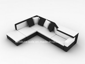 Drawing Room Chaise 3seat White Import Leather Sofa (SF191)