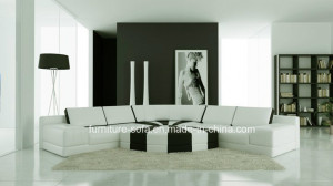 Fashion Design Furniture High Back Leather Sofa with Ottoman (SF162)