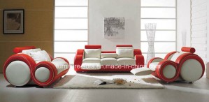 Fashion Round Armrest Chinese Leather Sofa with Table (SF63)