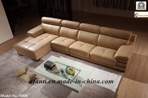 Furniture Comfortable Wooden Leather Corner Sofa (N808)