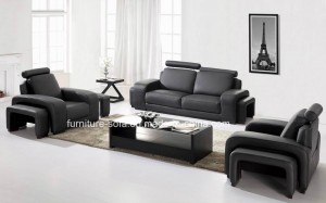 Furniture Office Armrest 3seater Leather Sofa (SF036)