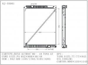 Heavy Duty Truck Radiators for BENZ ACTROS 96 18 TONS AT