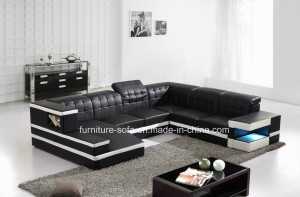 High Density Sponge Corner Italy Leather Sofa with Lockers (S071)