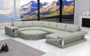 Home Furniture Big Corner Chinese Leather Sofa with Ottoman (SF107)
