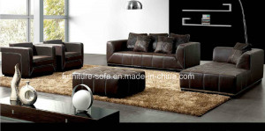 Hot Sales Furniture Brown Corner Leather Sofa Set (SO09)