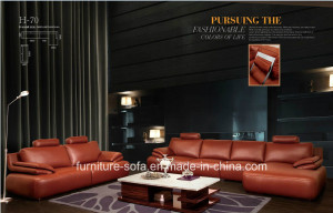 Hot Sales Furniture Chaise 3seat Top Chinese Leather Sofa (S03)