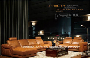 Hot Sales Home Furniture Thick Top Leather Sectional Sofa (S01)