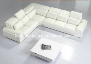Italy Leather Furniture Cream Sofa with High Back (S301)