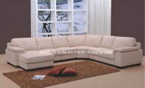 L Shape Home Furniture Wood Frame Big Corner Sofa (S104)