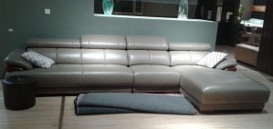 L Shape Wooden Leather Sectional Sofa Set (N852)