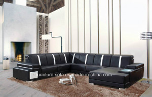 Living Room Big Corner Real Leather Sofa (S017)